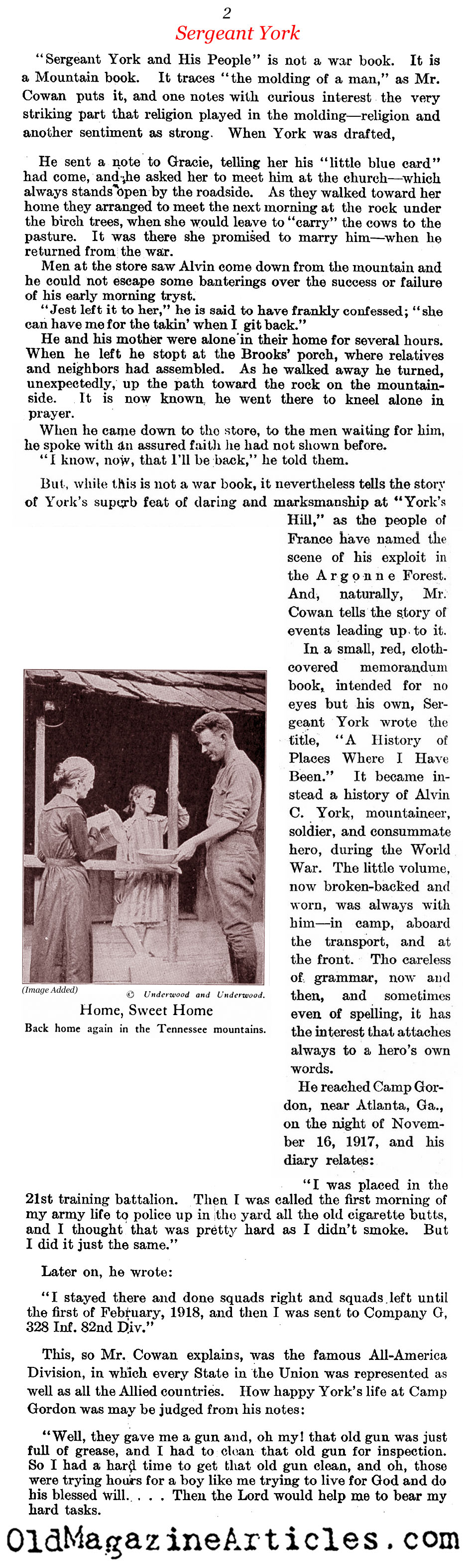 Sergeant York's Side of the Story (Literary Digest, 1922)